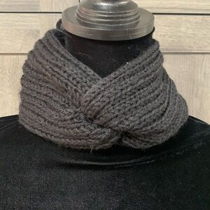 Black Knit Cotton Yarn Head Wrap Head Band Woman's One Size